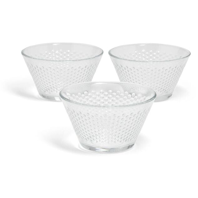 Coupe &agrave; dessert verre &eacute;caille relief transparent x3