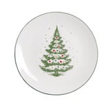 Assiette à dessert porcelaine blanche motif sapin de Noël Ø19cm