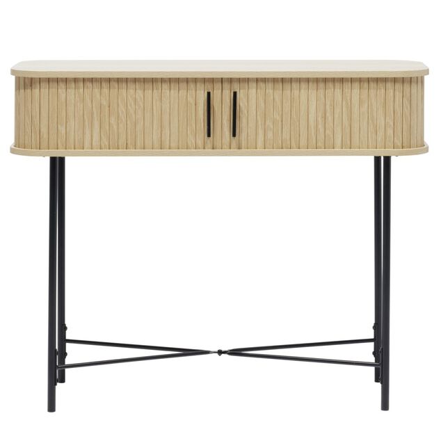 Console Gr&egrave;ge bois naturel et noir - L100xP35xH80 cm