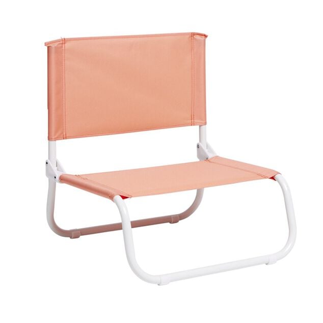 Chaise de plage acier et textil&egrave;ne rouge corail 44x42xH48cm
