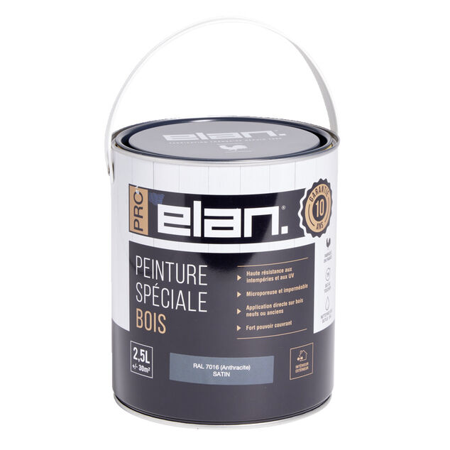 Pot peinture Elan bois int/ext gris anthracite 2,5L