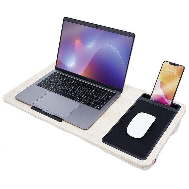 Support pour ordinateur portable nomade bois beige 57x30xH5cm