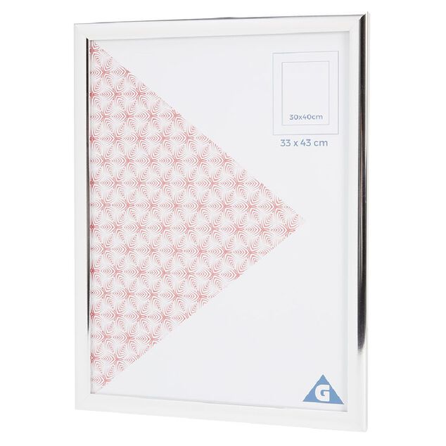 Cadre photo argent&eacute; 33x43cm pour photo 30x40cm