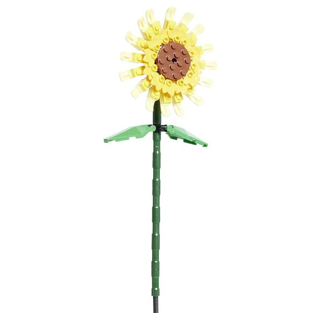 Tournesol fleur &agrave; construire H16cm 70 pi&egrave;ces - 4 mod&egrave;les