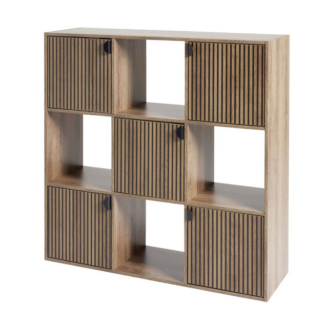 &Eacute;tag&egrave;re Adam 9 cases 5 portes en bois brun L90xP29,5xH90cm