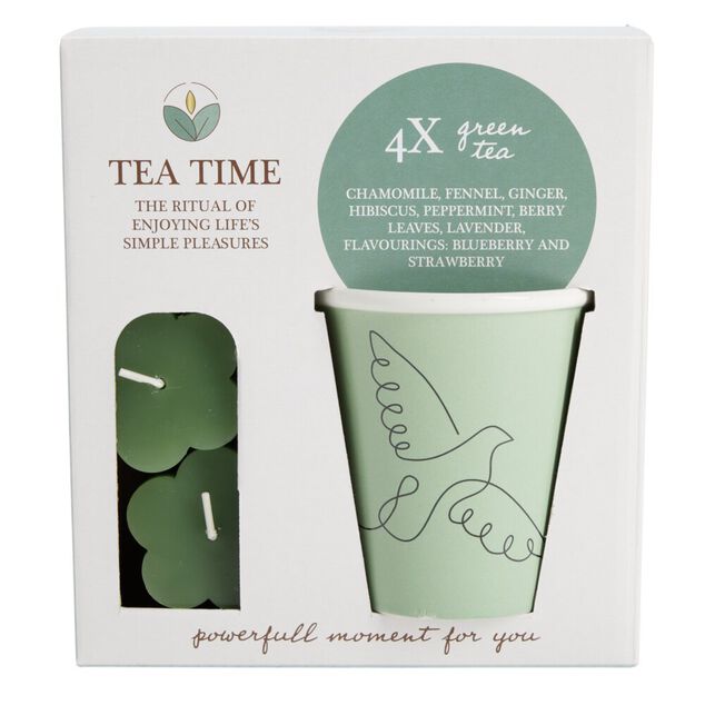 Coffret mug 330ml avec 3 sachets de th&eacute; et 2 bougies (3 mod&egrave;les)