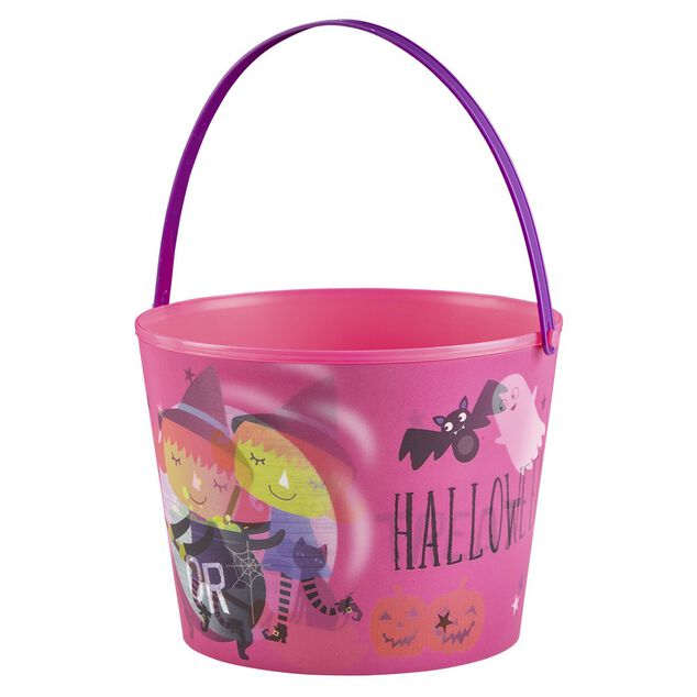 Seau &agrave; bonbons Halloween avec effet d'optique rose
