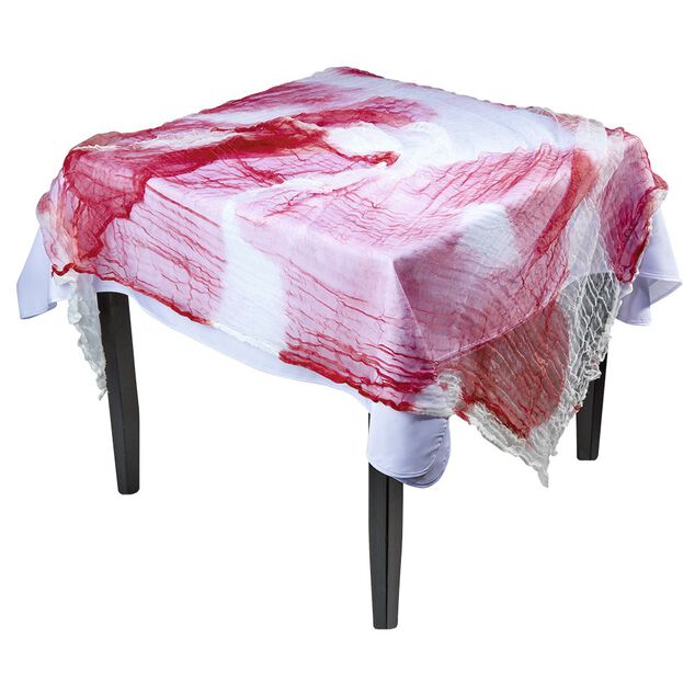 Nappe rectangulaire Halloween papier ensanglant&eacute;e