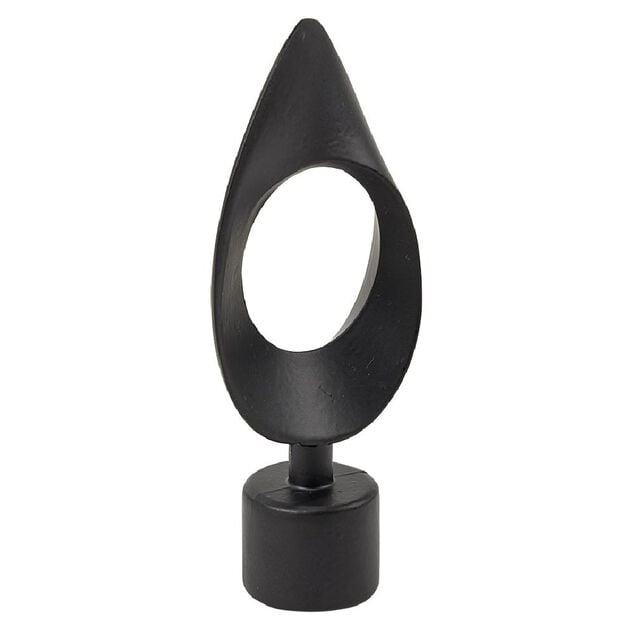 Embout tringle &agrave; rideau &Oslash;20mm m&eacute;tal forme ovale noir mat x2