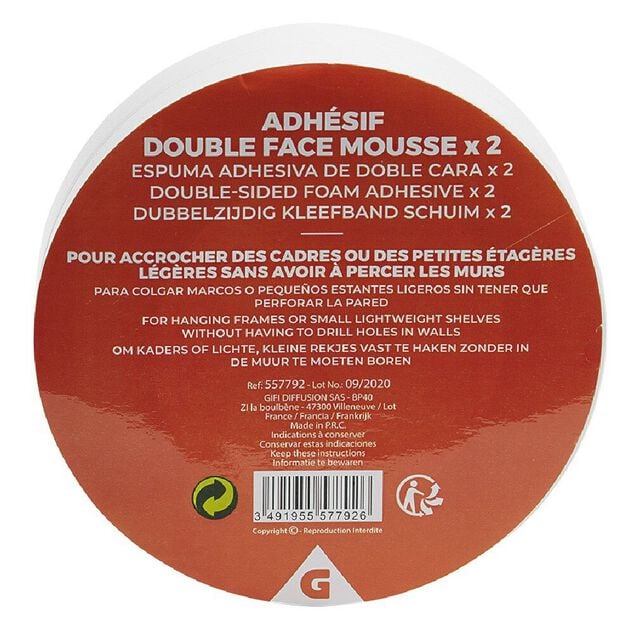 Adh&eacute;sif double face mousse x2
