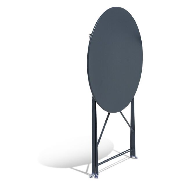 Table de jardin ronde RIO pliante 2 personnes m&eacute;tal gris