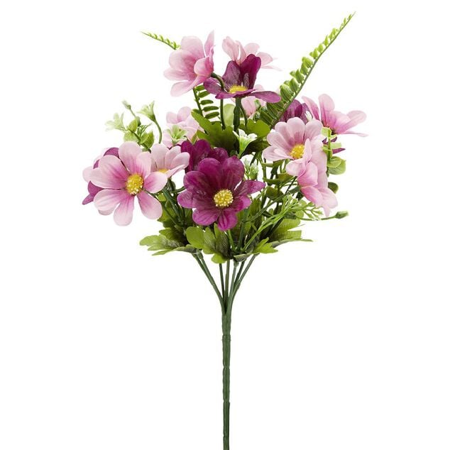 Piquet p&acirc;querette H27 cm violet rose - Fleur artificielle 22 t&ecirc;tes