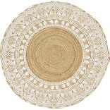 Tapis rond jute motif contour blanc