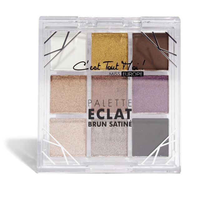 Palette &eacute;clat 9 couleurs Miss Europe brun satin&eacute;