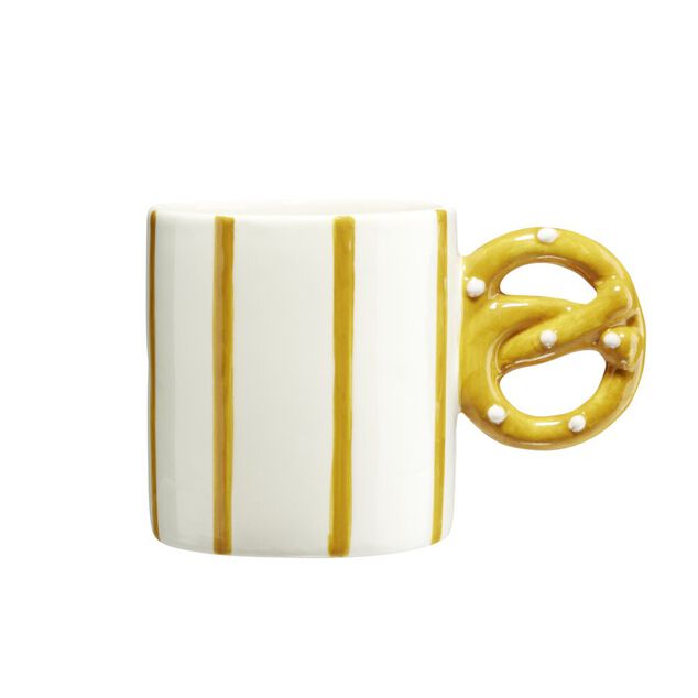 Mug anse bretzel dolomite blanc et marron &Oslash;8xH7cm