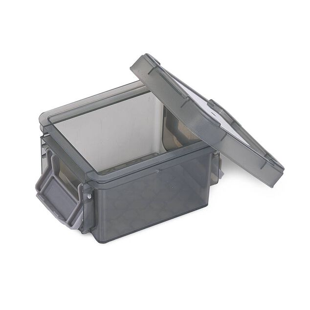 Mini bo&icirc;te en plastique gris fermeture clips 0,30L x3
