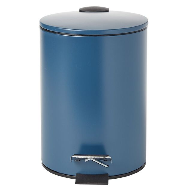 Poubelle salle de bain &agrave; p&eacute;dale m&eacute;tal bleu 3L
