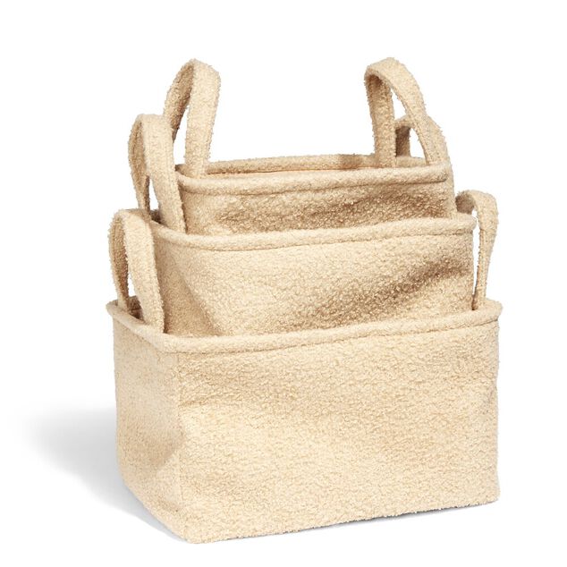 Pani&egrave;re laine boucl&eacute;e beige 36x26xH20cm