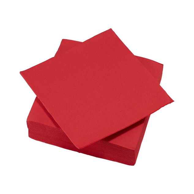 Serviette carr&eacute;e rouge 2 plis en papier x40