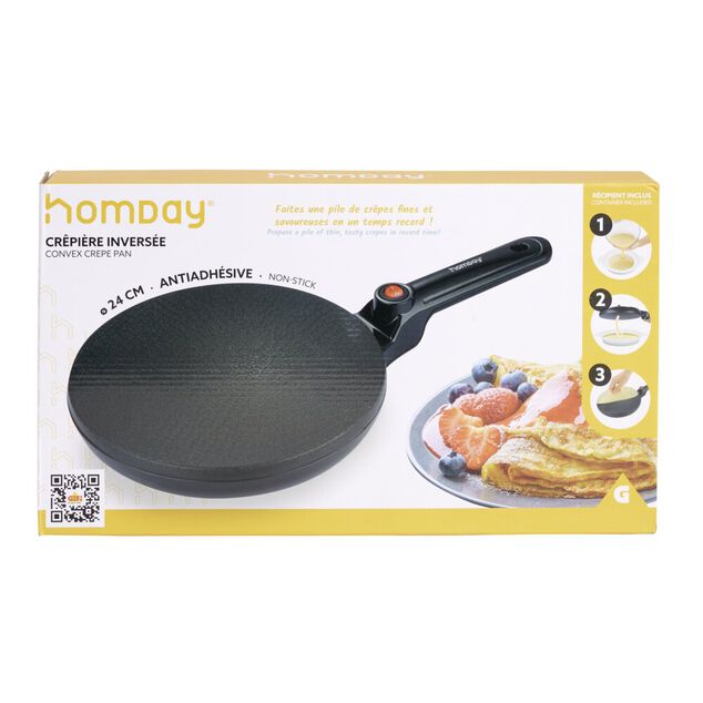 Cr&eacute;pi&egrave;re invers&eacute;e &eacute;lectrique en alu noir &Oslash;24cm 800W