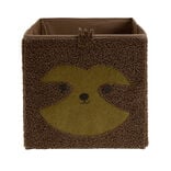 Pani&egrave;re carr&eacute;e Box Cube enfant tissu bouclette marron paresseux 31x31xH29cm
