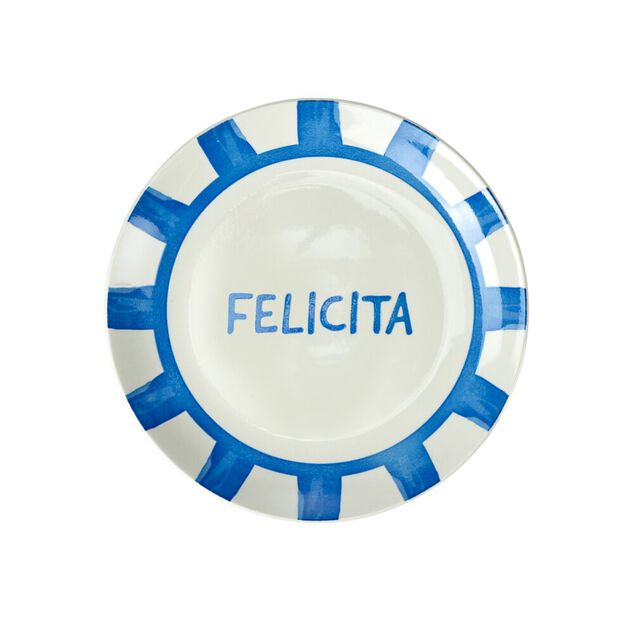 Assiette à dessert porcelaine "Felicita" blanche et bleue Ø20cm