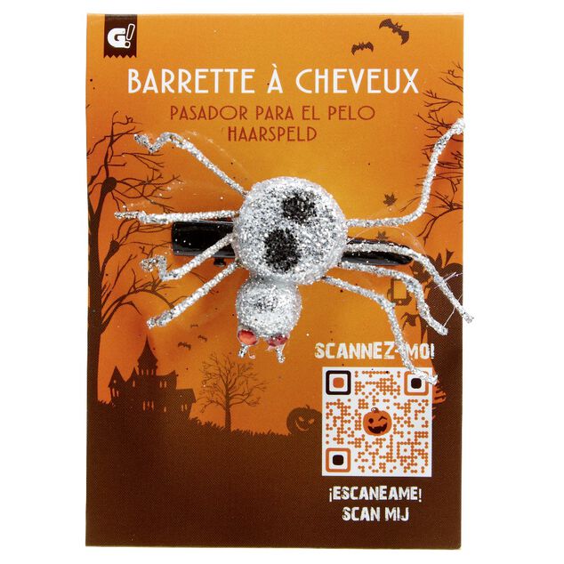 Barrette enfant Haloween d&eacute;cor araign&eacute;e