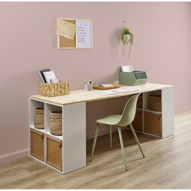 Porte cannage Box Cube 32,2x32,2x1,2cm bois marron