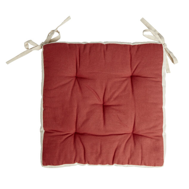 Galette de chaise matelass&eacute;e en coton terracotta 40x40cm
