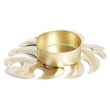 Bougeoir forme feuille métal doré 10x8,5xH2cm