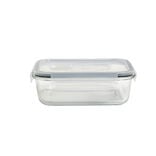 Boîte alimentaire rectangulaire en verre couvercle plastique clips 1,1L