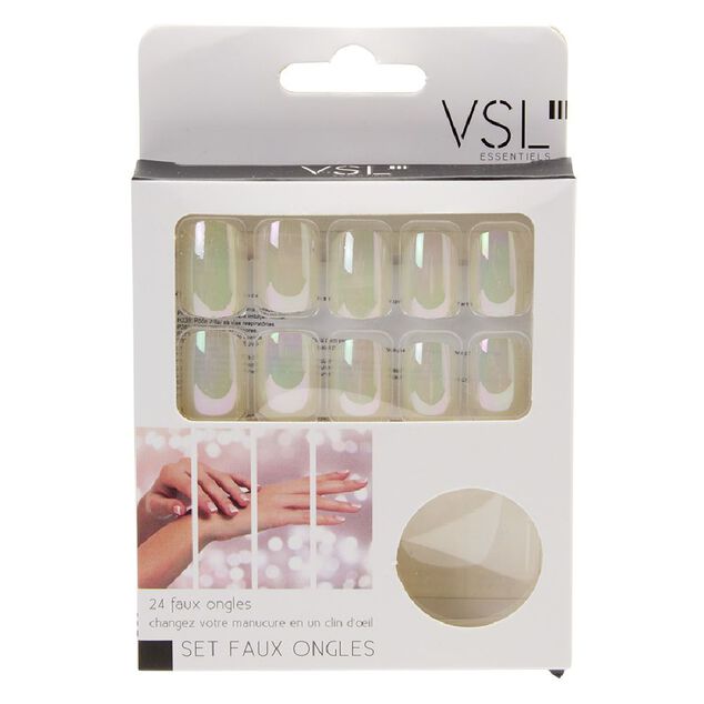 Kit de faux ongles en acrylique blanc effet miroir
