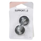 Support de tringle adh&eacute;sif rond m&eacute;tal noir argent&eacute; x2