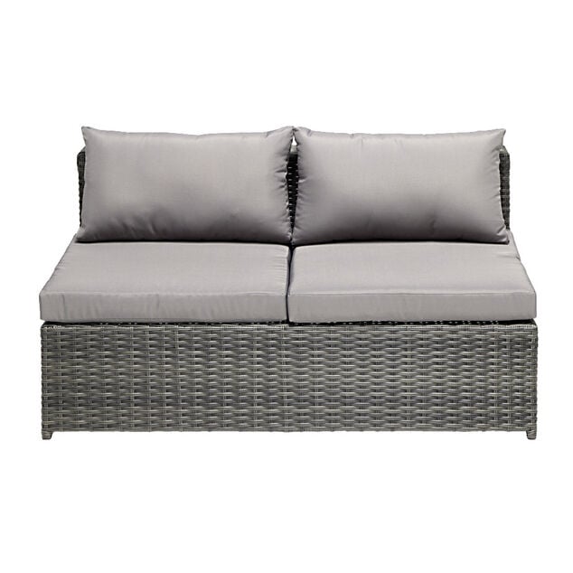 Salon de jardin Imbrik 6 places plastique tress&eacute; et acier gris (6 pi&egrave;ces)