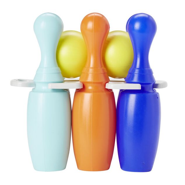 Quille en plastique pour bowling bleu et orange x6