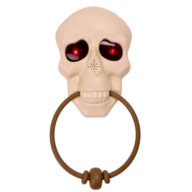 Sonnette t&ecirc;te de mort son et lumi&egrave;re L14X4XH29 cm