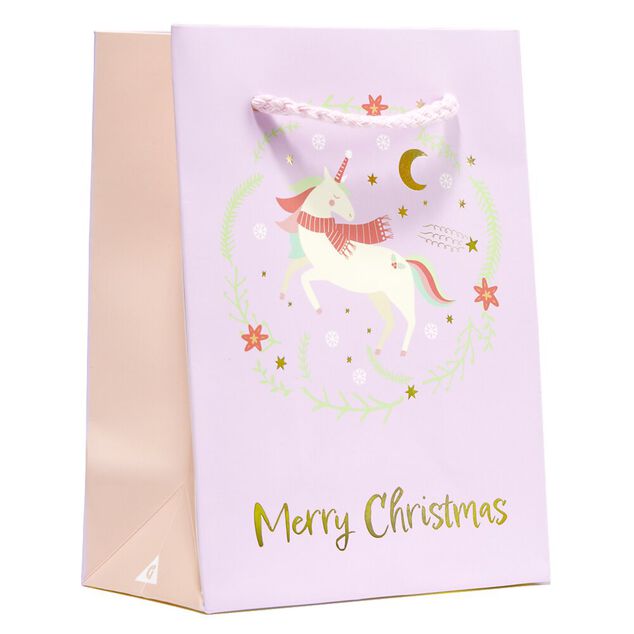 Sac cadeau Noël enfant licorne ou dinosaure 11xH15cm (2 modèles)