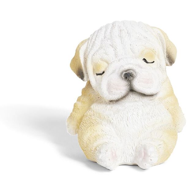 Figurine chiot endormi plastique gris H.6,5cm