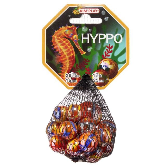 Bille en verre x20 + 1 boulard rouge Hyppo