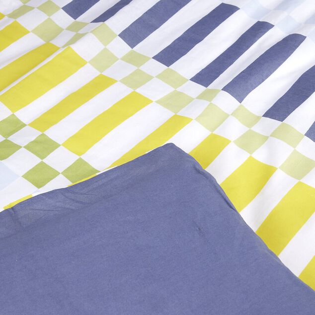 Parure de lit 1 personne 140x200cm coton graphique et fleuri (2 mod&egrave;les)