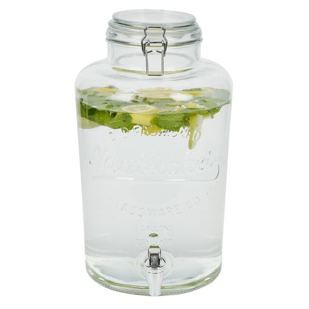 Distributeur de boisson en verre transparent avec robinet 8L - H36,5cm