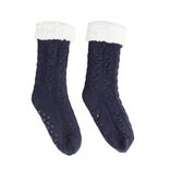 Chaussettes d'intérieur doublées peluche bleu marine TU