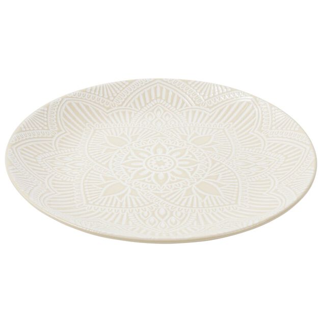 Assiette creuse ronde Sahara arabesque c&eacute;ramique beige &Oslash;27cm