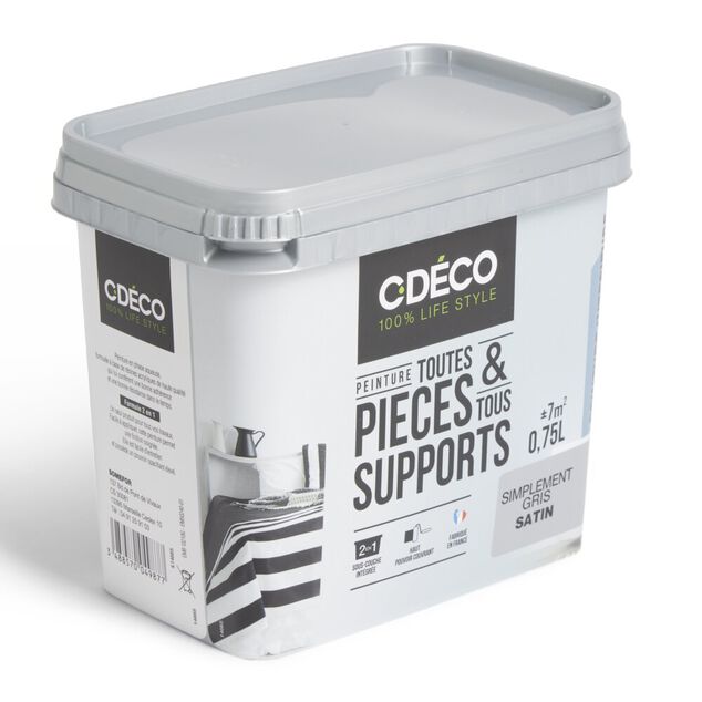 Peinture int&eacute;rieure C'D&Eacute;CO tous supports 750ml blanc satin&eacute;
