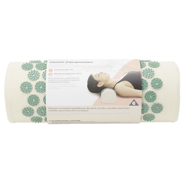 Coussin d'acupression beige et vert