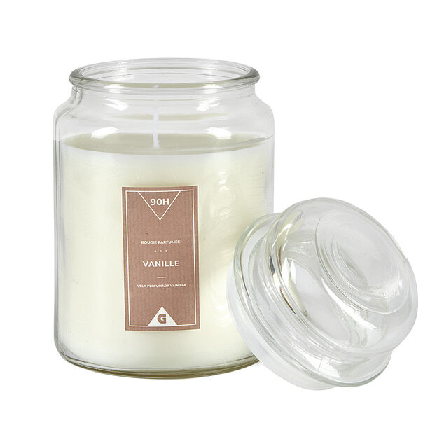 Bougie parfum&eacute;e dans Bonbonni&egrave;re senteur cupcake Vanille Ivoire