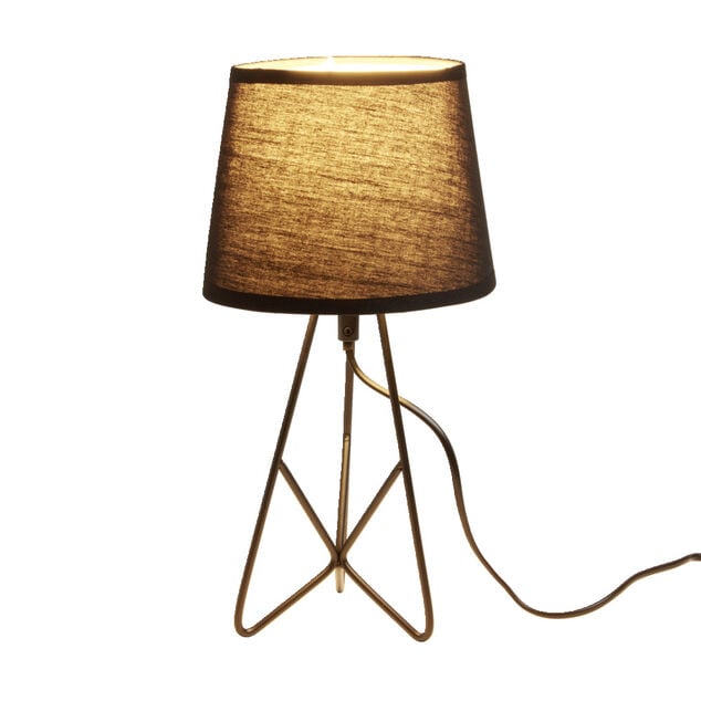 Lampe &agrave; poser abat-jour tissu noir 18x18xH35cm