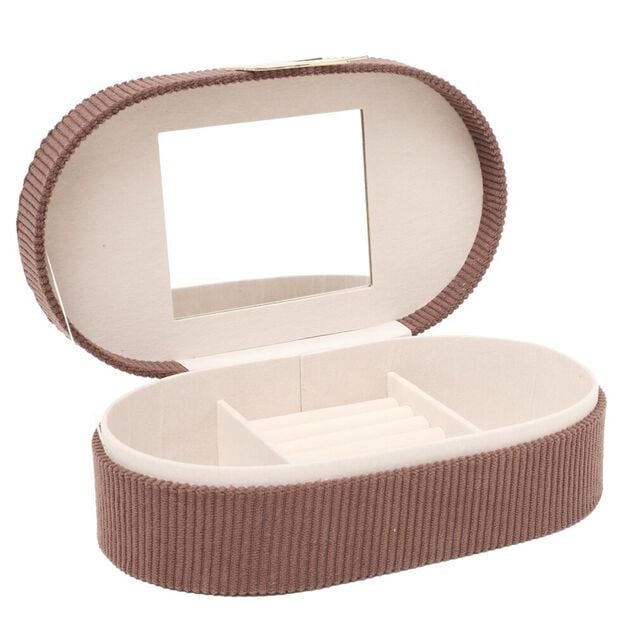 Bo&icirc;te &agrave; bijoux ovale velours fermoir m&eacute;tal dor&eacute;  hirondelle 22x13xH6,5cm (2 mod&egrave;les)