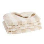 Plaid Teddy fourrure beige et blanc 130x190cm (2 mod&egrave;les damier ou rayures)