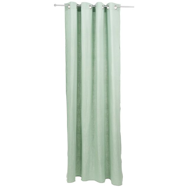 Rideau &agrave; oeillets gaze de coton vert uni 135xL240cm